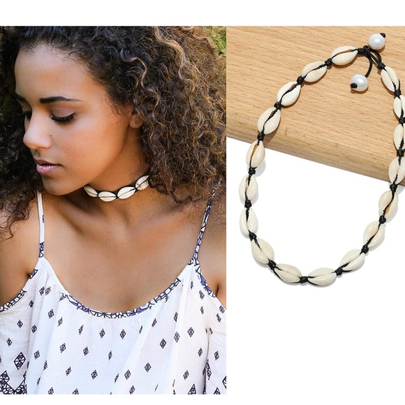 Natural Shell Choker Necklace Adjustable - Picture 6 of 7
